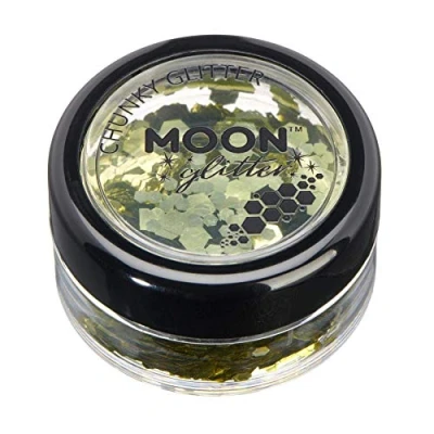 Image of Classic Chunky Glitter by Moon Gold Cosmetic Festival Makeup for Face, Body, Nails, Hair, Lips 3g