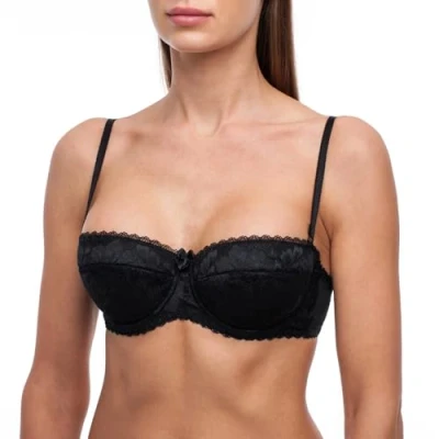 Image of frugue Strapless Push Up Balcony Lace Bra Black 36 B
