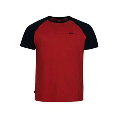 Image of Superdry Men&#039;s Vintage Baseball TEE T Shirt, Hike Red Marl/Eclipse Navy, 3X Large