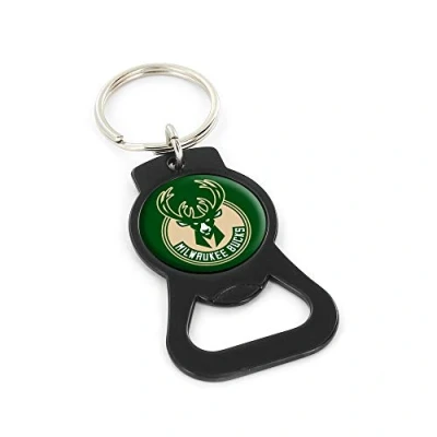 Image of aminco NBA Milwaukee Bucks Bottle Opener Keychain, Black