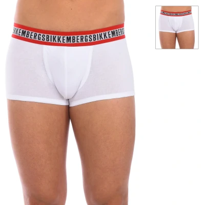 Image of Bikkembergs Mens Pack 2 Boxers Fashion Tape anatomical front BKK1UTR08BI man White Cotton Size X Large