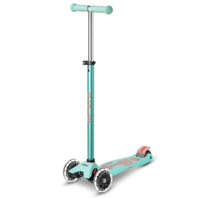 Image of Micro Scooters Maxi LED Deluxe Children&#039;s Scooter Big Wheels Handlebar Adjustable 5 12yrs Boys &amp; Girls Mint