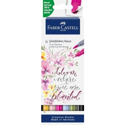 Image of Faber Castell Creative Studio Goldfaber Aqua Dual Marker, Lettering, Wallet Of 2, For Art, Craft, Drawing, Sketching, Home, School, University, Colouring