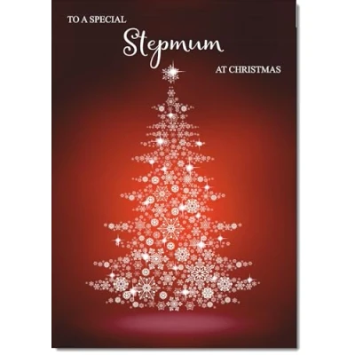 Image of doodlecards Stepmum Christmas Card Snowflake Tree Medium Size for with Plain Envelope