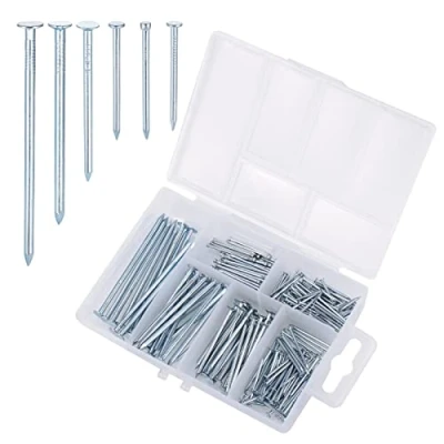 Image of Fentar 240 PCS Assorted Nails Galvanised Masonry 6 Sizes Wall for Wood Repair DIY Hanging Pictures Frame Mirror Home Construction