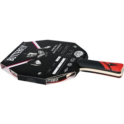 Image of Butterfly® Dimitrij Ovtcharov Black Table Tennis Bat, Eva Technology, ITTF Certified Wakaba Rubber 2.1 mm Sponge, Racket Bat TT Professional for Advanced Players