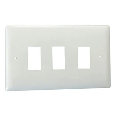 Image of Varilight XOPGY3 PowerGrid Polar White 3 Gang Grid Plate (Twin Plate)