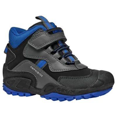 Image of Geox NEW Savage BOY Classic ankle boots for kids, Size: 10K, Dark grey/royal Imitation leather/ textile