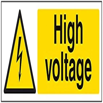 Image of V Safety High Voltage Warning Sign 300mm x 100mm 1mm Rigid Plastic