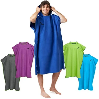 Image of Fit Flip Changing Robe Towel Poncho Adult Microfibre Swim and Surf Quick Dry Hooded for Men Women size M, Darkblue Gray