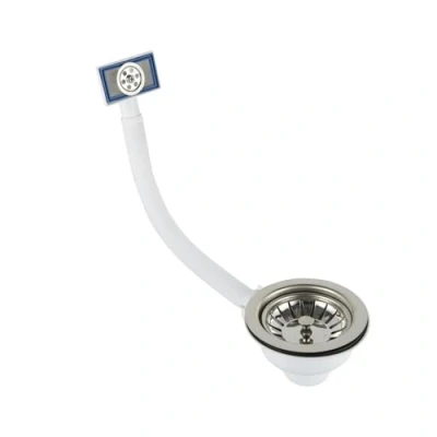 Image of Liquida SW4CH Chrome Kitchen Sink Basket Strainer Waste with Overflow