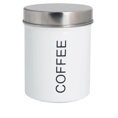 Image of White Metal Coffee Canister By Harbour Housewares
