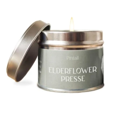Image of Pintail Candles Classic Tin (Elderflower Presse Home Fragrance) Scented Long Burning (35 Hour Burn Time), Hand Poured Gifts for Women Genuine Candle Gift