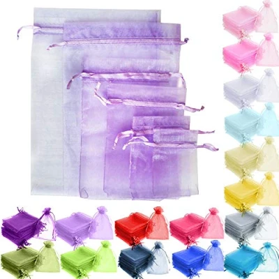 Image of Time to Sparkle 200pcs Organza Gift Bags Wedding Party Favour Jewellery Packing Pouches (Light Purple, 7x9cm 200pcs)