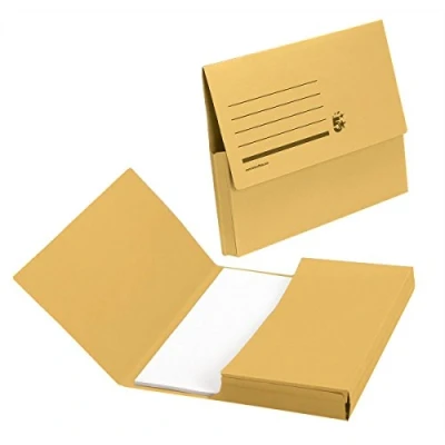 Image of 5 Star Office Document Wallet Half Flap 285gsm Capacity 32mm Foolscap Yellow [Pack 50]