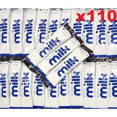 Image of 110x Whole UHT Milk 10ml Individually Wrapped Sticks Portions Sachets Lakeland