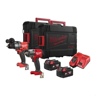 Image of Milwaukee M18FPD3 &amp; M18FMTIW2F12 Combi Drill 1/2&quot; Impact Wrench Kit M18FPP2F3 502X