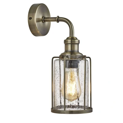 Image of Pipes 1 Light Wall Antique Brass, Glass Shade, E27