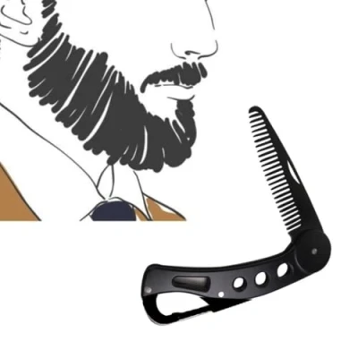 Image of Stainless Steel Folding Beard Comb, Anti static for Men Grooming &amp; Combing Hair Beards Mustaches, and Mustaches Styling Pocket Men&#039;s Moustache Combs