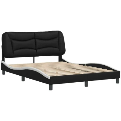 Image of vidaXL Bed Frame without Mattress &quot;Hvar&quot; Black and White 135x190 cm Double Faux Leather
