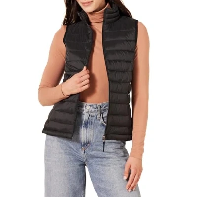 Image of Amazon Essentials Women&#039;s Lightweight Water Resistant Packable Puffer Gilet, Black, S