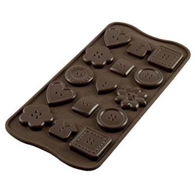 Image of silikomart SCG29 Choco Botton Silicone Chocolate Mould Buttons, Brown