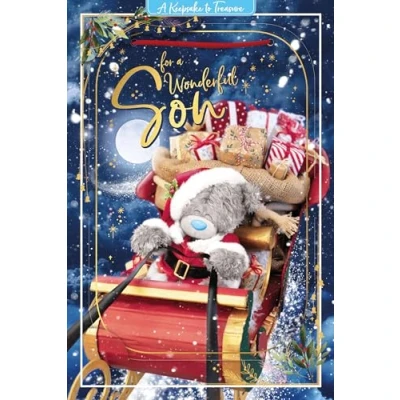 Image of Me To You Bear 3D Holographic Wonderful Son Christmas Card