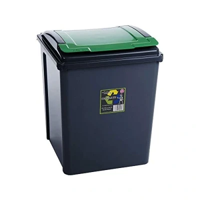Image of Wham Recycle It Large Flip Lid Red, Green, Or Yellow Bin &amp; 50 Litre (1 Bin, Green)