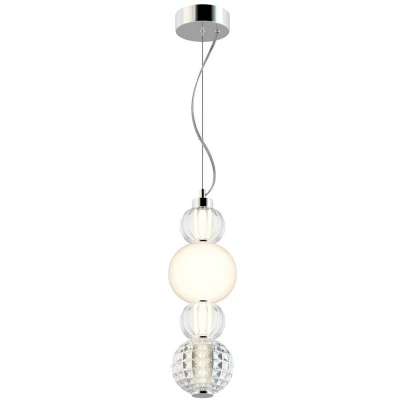 Image of Modern Collar Integrated LED Chrome Pendant Ceiling Light Glass Shade