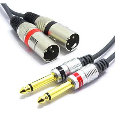 Image of VITALCO 2 x XLR Male to 6.3 mm TS Jack Cable 1.5 m Microphone 3 Pin Mono Plug Audio Adapter