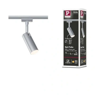 Image of Paulmann 95596 3 Step Dim Tubo URail LED individual spot 170lm 4W 4000K dimmable 230V chrome matt rail system
