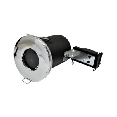 Image of Leyton Lighting FS PC GU10 Fixed Downlight, IP65, 86mm, Chrome, Screw terminals