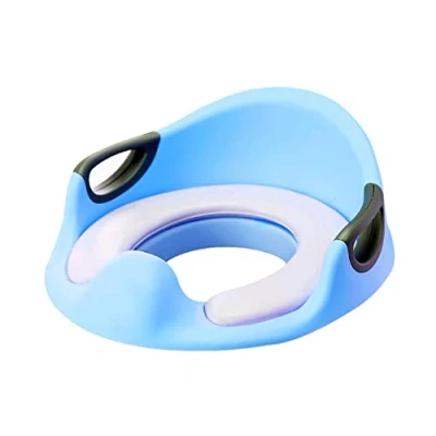 Image of GrassVillage Potty Training Seat for Kids, Toddlers Toilet Boys Girls with Handles, Backrest and Anti Splash Design Fits Round &amp; Oval Toilets (Blue)