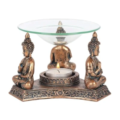Image of Enchanting Bronze Resin Buddha Oil Burner 9.5cm x 14.5cm (1 Pc.) Luxurious Design, Premium Material, Aromatherapy Accessory Ideal for Home &amp; Office Decor