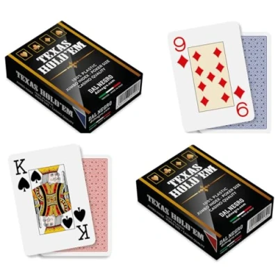 Image of Dal Negro Texas Holdem Poker Cards (100% Plastic, 2 Decks, Red/Blue)