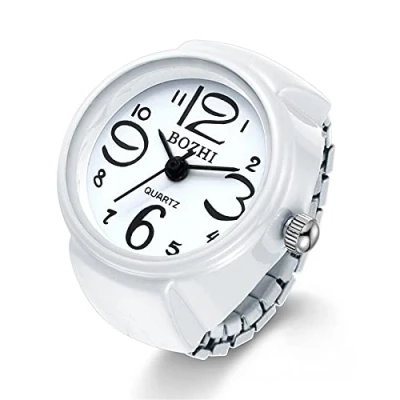 Image of JewelryWe Men Women Finger Watch Round Analog Quartz Ring Watches, Adjustable Size