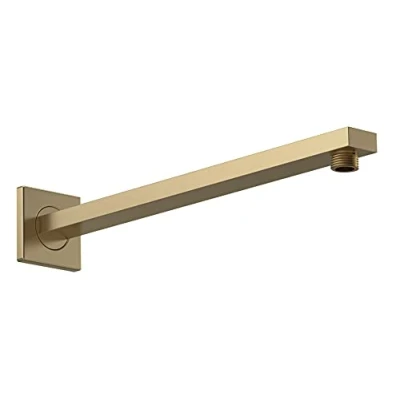 Image of nuie ARM813 Fixed Heads Modern Bathroom Square Wall Mounted Shower Arm, 355mm, Brushed Brass