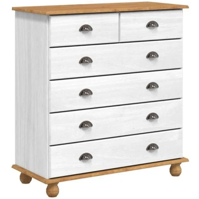 Image of vidaXL Chest of Drawers &quot;ASKIM&quot; White 91x40x95,5 cm Solid Wood Pine