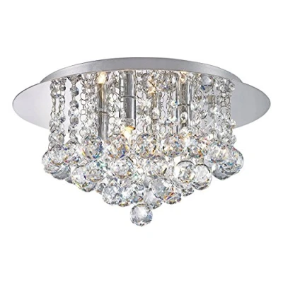 Image of Long Life Lamp Company Modern Elegant Round Chandelier Ceiling Light Crystal Droplets Simply Stunning Effect M0017