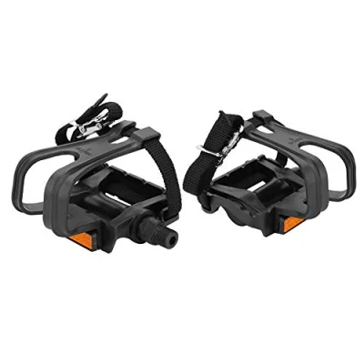 Image of Bike Pedals,1 Pair Nylon Cycling Pedals with Clips And Straps,Fixie Mountain Bikes Accessories for Exercise Bike, Spin outdoor bicycles