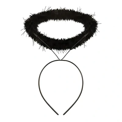 Image of The Fancy Dress® Women Angel Fairy Wings And Halo Dark Halloween Party Costume Fallen Dress Outfit (Black Headband)