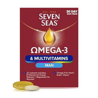 Image of Seven Seas Omega 3 &amp; Multivitamins Man, with B Vitamins and Magnesium, 30 Day Duo Pack, Capsules Multivitamin Tablets