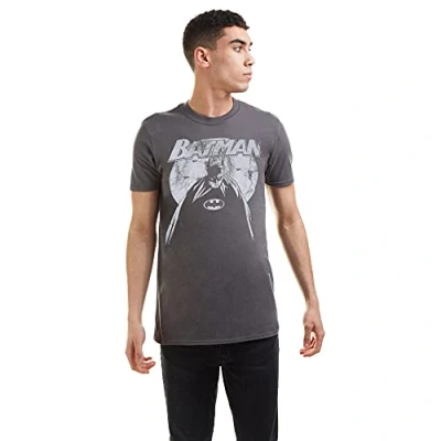 Image of DC Comics Men&#039;s Batman Nightfall T Shirt, Charcoal, XL UK