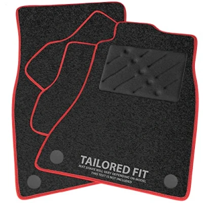 Image of Car Mats FOR Kia Ceed/Pro Ceed 2007 2012 Charcoal Carpet &amp; Red Ribbed Trim + Black Rectangle Heel Pad [SAPP 346]