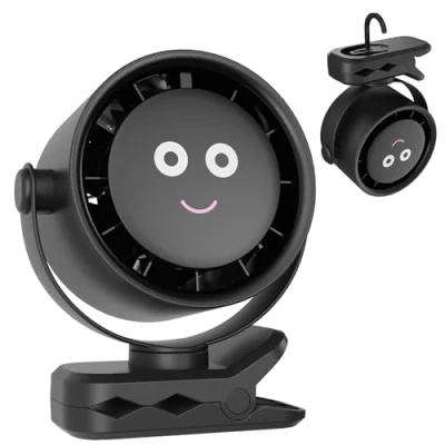Image of Portable Clip On Fan USB Desk With 5 Speed, 720Rotation Small Rechargeable Table Fans, LED Display, 4000mAh for Bedroom Home Office Camping Travel Study, Summer Gifts