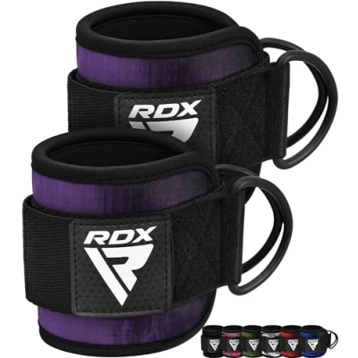 Image of RDX Ankle Straps for Cable Machines Resistance Bands Attachment, 7mm Neoprene Padded 10x4, Gym Wrist Cuff Women Men Home Fitness, Weight Lifting D Ring Booty Leg Workout Curls Kickbacks Hip Abductor