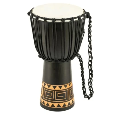 Image of Meinl Percussion Rope Congo Djembe Large Handdrum With Goat Head Diameter 12 Inches Mahogany, Dark Brown (HDJ1 L)