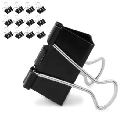Image of VDL 25mm Black Bulldog Foldback Clips Metal Paper Binder Grip (5)