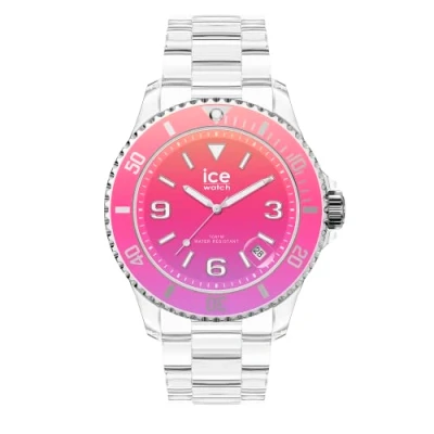 Image of ICE WATCH clear sunset Pink Women&#039;s wristwatch with plastic strap 021440 (Small)