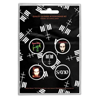 Image of Marilyn Manson Band Monkey Badge Pack Cross Logo (Retail Package), multi coloured, One size